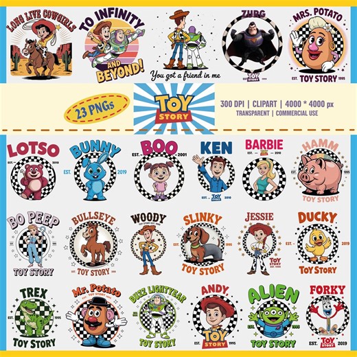 Toy Story PNG Clipart Bundle, Character Graphics for Crafts - Etsy