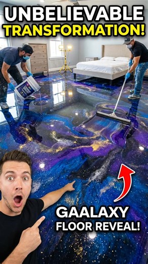 Concrete Floor → Galaxy Epoxy Bedroom! Grandma Rates It ?/10 🤯 #epoxyfloor #epoxyresin #home
