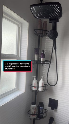 Maximiza el espacio de tu baño con el 4 Tier Adjustable Corner Shower Caddy, el organizador de ducha definitivo diseñado con una barra de tensión (tension pole) ajustable que se extiende desde 47 hasta 121 pulgadas. Fabricado en acero inoxidable resistente al óxido (rustproof) con un elegante acabado en color negro, este rack ofrece estantes de alta resistencia (heavy-duty shelves) y ganchos integrados para colgar tus esponjas (loofah), champú y artículos de tina. Gracias a su sistema de ensambl
