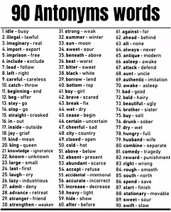 90 Antonyms words in English | Sophai Creator Share