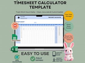 Timesheet Calculator Template, Editable Google Sheets (digital Download) - Etsy