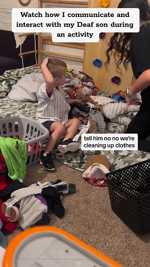 Teaching my Deaf son to do his own laundry since he wants to throw it out of his drawers every night. 🤣 #mom #sahm #toddlermom #asl #signlanguage #americansignlanguage #parenting #chores #deaf #deaftoddler #toddlerchores | Brittney Nolte