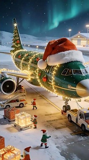 A Magical Christmas Airplane Takes Flight 🎄✈️ #ChristmasMagic #HolidayFlight