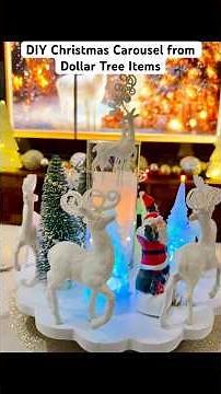 DIY Christmas Carousel from Dollar Tree Items #christmasdiy #christmasdecor #dollartree #carousel
