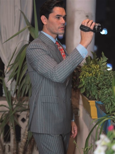 A refined take on classic pinstripes. Designed in a grey palette with clean white lines, this suit balances structure, precision, and modern character. NOBS — Bespoke Tailoring #NOBS