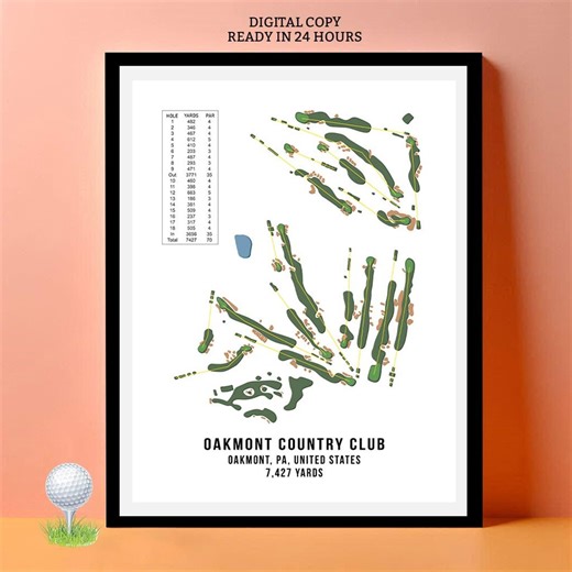 Oakmont Country Club Golf Course Print, Any Custom Golf Course Map Art - Etsy