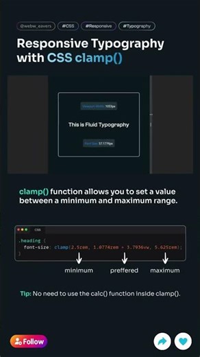 CSS clamp() for Responsive Typography! 📏 30 Seconds!