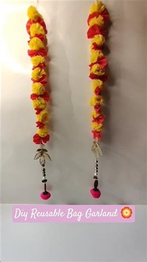 DIY Marigold Garland 🌼 From Reusable Bags Idea for Beginners|#shorts ‪@priyankarawat990‬