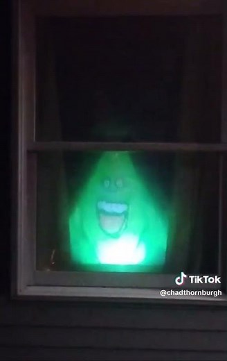 my window projection for hollween ghostbusters
