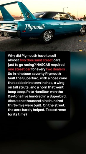Plymouth Had to Sell 1,920 Cars Just to Go Racing #plymouth #musclecar #shortsvideo