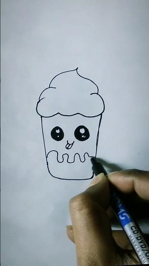 How to Draw a Cute Strawberry Milkshake 🥤 | Easy & Aesthetic Drawing Tutorial #shorts #drawing