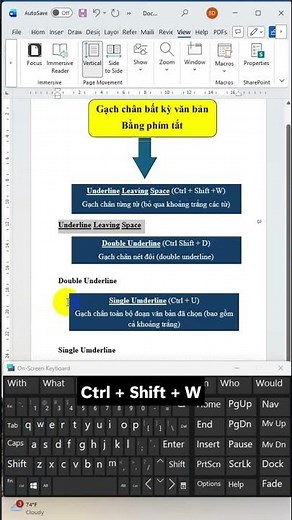 Cách Gạch Chân Văn Bản Bằng Phím Tắt Trong Word (3 Kiểu Gạch Dưới) #phimtattword #gachchanword