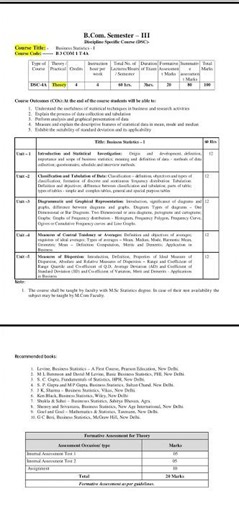 B.com 3rd sem, Business statistics-1, karnataka university boards(KUD)