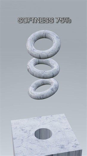 0% vs 100% Cylinder x 3 Holes Soft Body Simulation