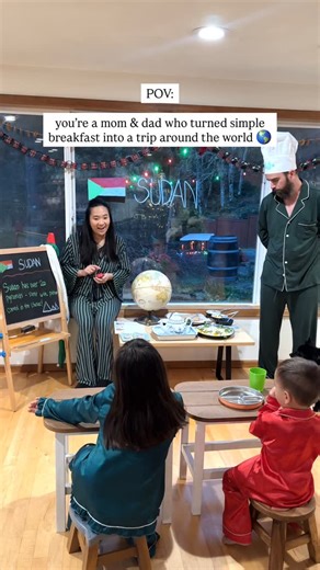 Elkey Zandstra on Instagram: "We travelled to Sudan this week for our weekly around the world breakfast 🇸🇩 Tried Ful Medames for the first time and it was so delicious!! Also love that Em remembers how to say hello in Arabic.. or at least close enough!! 🫶🏼 Next country: ARGENTINA 🇦🇷 #family #breakfast #sudan"