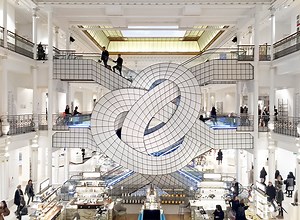 leandro erlich twists le bon marché's famed escalator to challenge perception