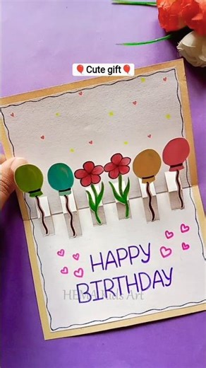 Easy Happy Birthday Card Idea 💗 #shorts #diy #craft