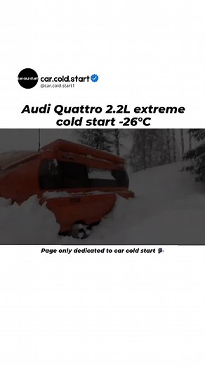 car.cold.start | Audi Quattro 2.2L Extreme Cold Start at -26°C ❄️🔥 Buried in snow and frozen to the core, this Audi Quattro 2.2L faces a true winter... | Instagram