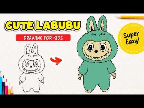 How to Draw Labubu Easy | Cute Labubu Cartoon Character Drawing for Kids & Beginners