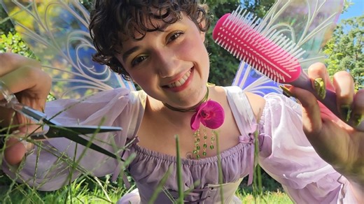 【Jocie B】ASMR花园仙女修剪你的头发🧚‍♂️（这是草）低语角色扮演，asmr在外面，刺痛地理发（2025.8.27）