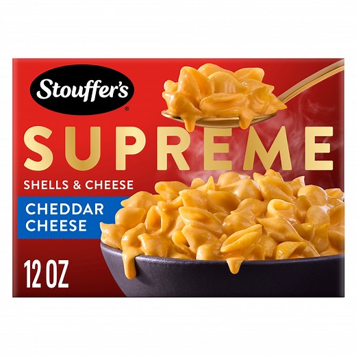Stouffer’s Macaroni and Cheese Meal, Supreme Shells and Cheese, Cheddar Cheese Sauce, Boxed Mac and Cheese Pasta Dinner Kit, 12 oz