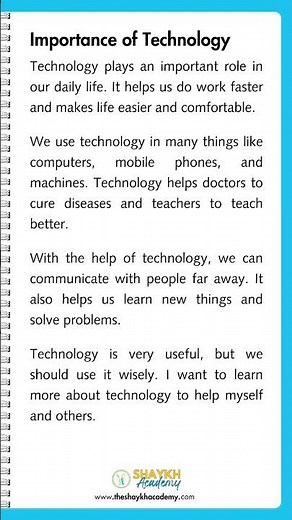 📝 Write an Essay on Importance of Technology 🧑🏻‍💻 | Easy English Essay Writing for Students #shorts