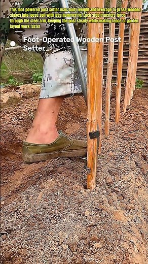Foot-Powered Post Setter Plants Wooden Fence Stakes Fast Without Heavy Hammering #DIY #Tools #Fence