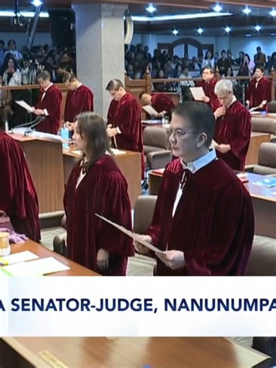 Nanumpa na bilang presiding officer ng Senate impeachment court si Senate President Alan Peter Cayetano. Sumunod namang nanumpa ang mga senator-judge. #BreakingNewsPH #GMANews