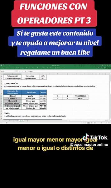 🎥 Funciones, Operadores y Precedencias en Excel: Domina tus Hojas de Cálculo 📊 En este video, aprenderás cómo utilizar funciones avanzadas, operadores y la precedencia de operaciones en Excel para llevar tus habilidades al siguiente nivel. ¡Descubre cómo maximizar la eficiencia y precisión en tus hojas de cálculo! 🚀 Beneficios en el mercado laboral: Aumento de la productividad 📈: Conocer estos conceptos te permite realizar cálculos complejos de manera más rápida y precisa. Mejora en la toma 