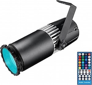 LED Pinspot Light,SENLAN 15W RGBW 4-in-1 SMD 5050 LED Beam Light with IR Remote Controller (Manual Focus)