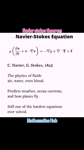 Navier stokes theorem #viralreels #viral #maths #solve | Mathematics Hub | Facebook