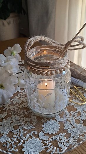 Diy candle jar 🤍✨️ #paintonjar #diycandlejar #handmade #handmadecrafts #craft #crafts #diy #diyprojects #diyhomedecor #diyideas #diyhome #diycrafts #craftyamiras | C R a F T Y