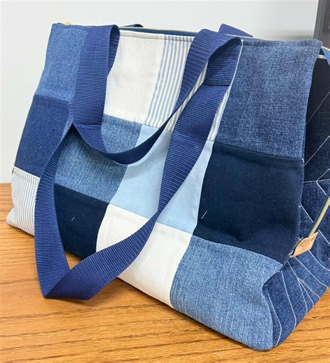 Upcycled Denim Patchwork Tote Bag, Handmade Oversized Weekender - Etsy