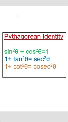 Trigonometric important formula | Pythagorean Identity