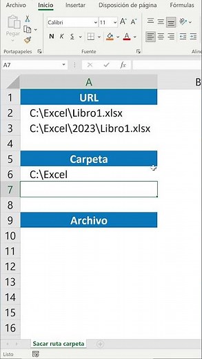 Extract folder path and file name with Excel