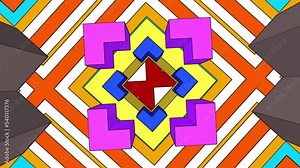 3D shapes animation. 3D Shape background. Seamless loop. Endless movement of shapes animation. Colored background for music and radio