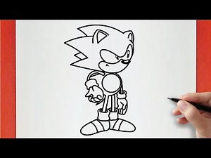 How to draw Sonic CD - Mega CD Locked (FNF Mod) (Sonic The Hedgehog)