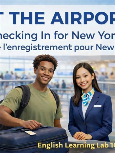 Part One At The Airport Welcome! In this lesson, you will learn useful English vocabulary and expressions used at CHECK-INs. From entering the airport to locating the right gate number, you will follow Malik get some process at the airport. Learn English the smart way - clear, simple, and practical. #englishforbeginners #LearnEnglish #SpeakEnglish #Anglais #apprendresurtiktok #fy