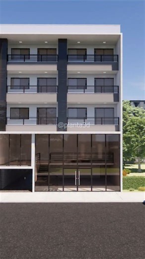 PLANTA 3D | Mais informações em planta3d.com.br 🔍 ID: 009 Conheça essa planta 12 x 25 de um ponto comercial com 20 apartamentos de 1/4. #container... | Instagram