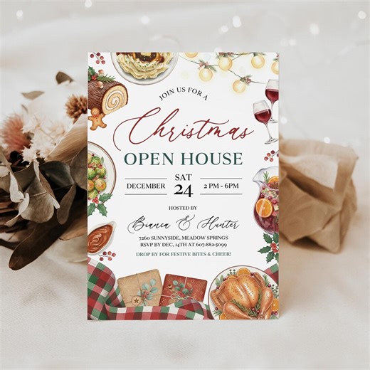 Pastel Christmas Open House Invitation, Friendsmas Party Invite, Family Gathering, Holiday Office Party, Editable Digital Template - Etsy Canada