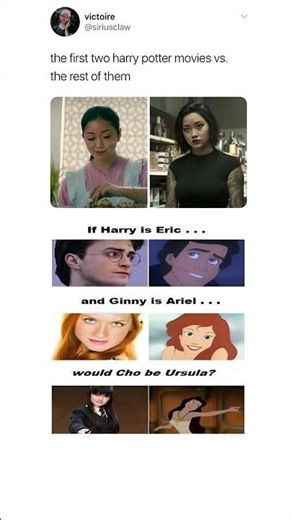 Harry Potter as Prince Eric 😏 Ginny as Ariel 🧜‍♀️ But Cho as Ursula?! 😈 #Shorts #disney#potterhead