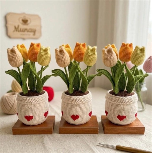 Crochet Potted Flowers Pattern (PDF) Easy Crochet Flower Pot - Beginner Friendly Crochet Plant Pot - Amigurumi Crochet Flower in Pot - Etsy