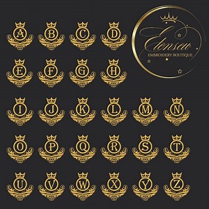 Royal Monogram Alphabet - Complete Machine Embroidery Design Set (A-Z) - Etsy