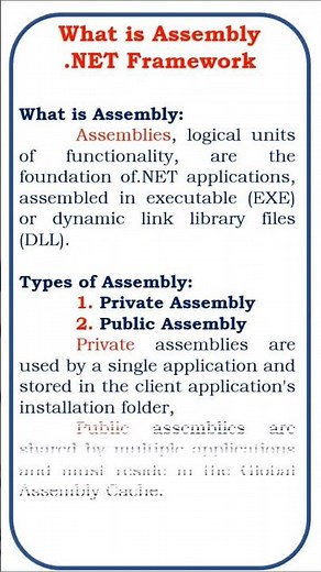what is assembly in .NET framework #coding #javascript #java #jscript #developer #class #exceptions