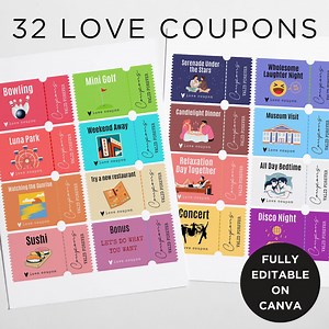 Love Coupons Template: Customizable Date Night Gift (digital Download) - Etsy UK