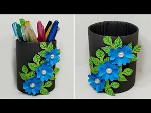 How to Make Pen And Pencil Stand From Waste Cardboard!! DIY Pencil Stand || Jarine's Crafty Creation