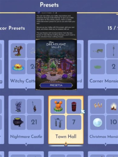 Even @gameloftofficial is sharing some decor preset codes with us in the Valley! Thank you for this amazing feature @disneydreamlightvalley #disneydreamlightvalley #dreamlightvalley #ddlvcommunity #ddlv #cozygamer