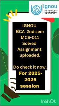 MCS-011 Problem Solving and Programming| 2025-2026|IGNOU BCA