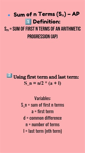 Arithmetic Progression formulae|Quick Summary|