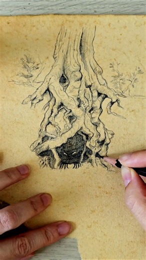 30-minute quick sketch | Speed drawing tree roots with a pencil | #art #quicksketch